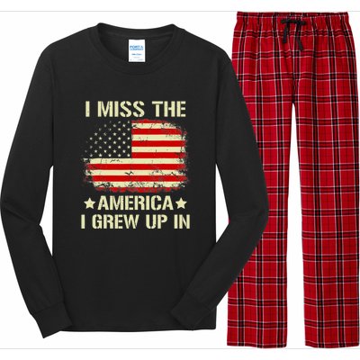 I Miss The America I Grew Up In American Flag Vintage Long Sleeve Pajama Set