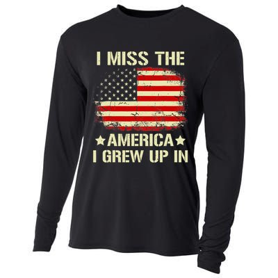 I Miss The America I Grew Up In American Flag Vintage Cooling Performance Long Sleeve Crew