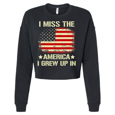 I Miss The America I Grew Up In American Flag Vintage Cropped Pullover Crew