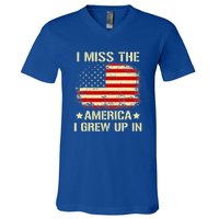 I Miss The America I Grew Up In American Flag Vintage V-Neck T-Shirt