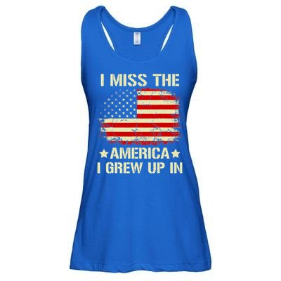 I Miss The America I Grew Up In American Flag Vintage Ladies Essential Flowy Tank