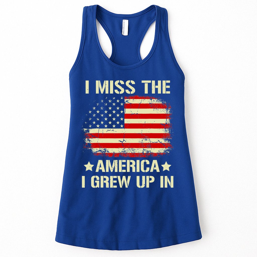 I Miss The America I Grew Up In American Flag Vintage Womens Tank Top