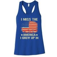 I Miss The America I Grew Up In American Flag Vintage Women's Racerback Tank