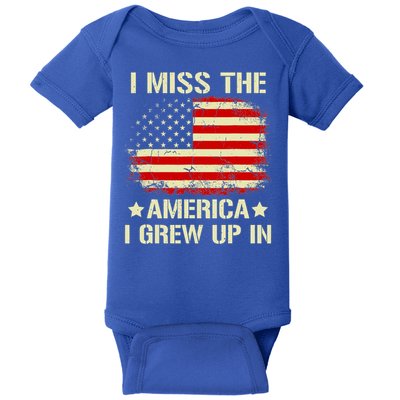 I Miss The America I Grew Up In American Flag Vintage Baby Bodysuit