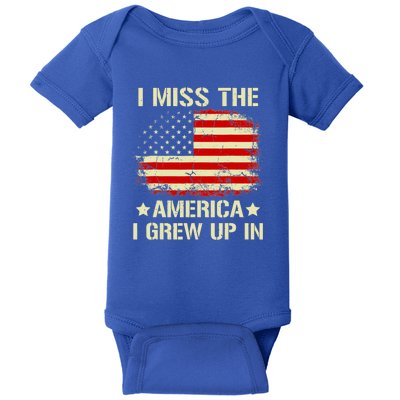 I Miss The America I Grew Up In American Flag Vintage Baby Bodysuit