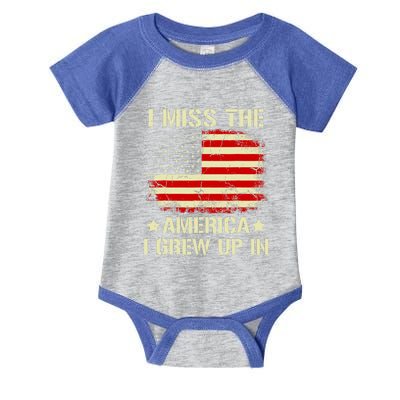 I Miss The America I Grew Up In American Flag Vintage Infant Baby Jersey Bodysuit