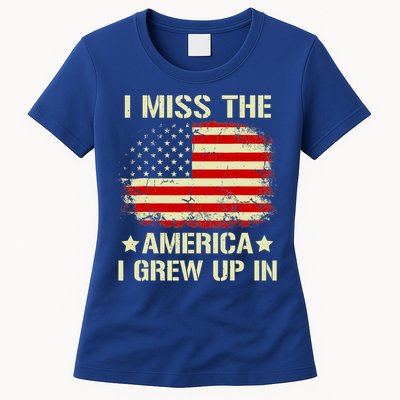 I Miss The America I Grew Up In American Flag Vintage Womens T-Shirt