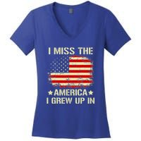 I Miss The America I Grew Up In American Flag Vintage Women's V-Neck T-Shirt