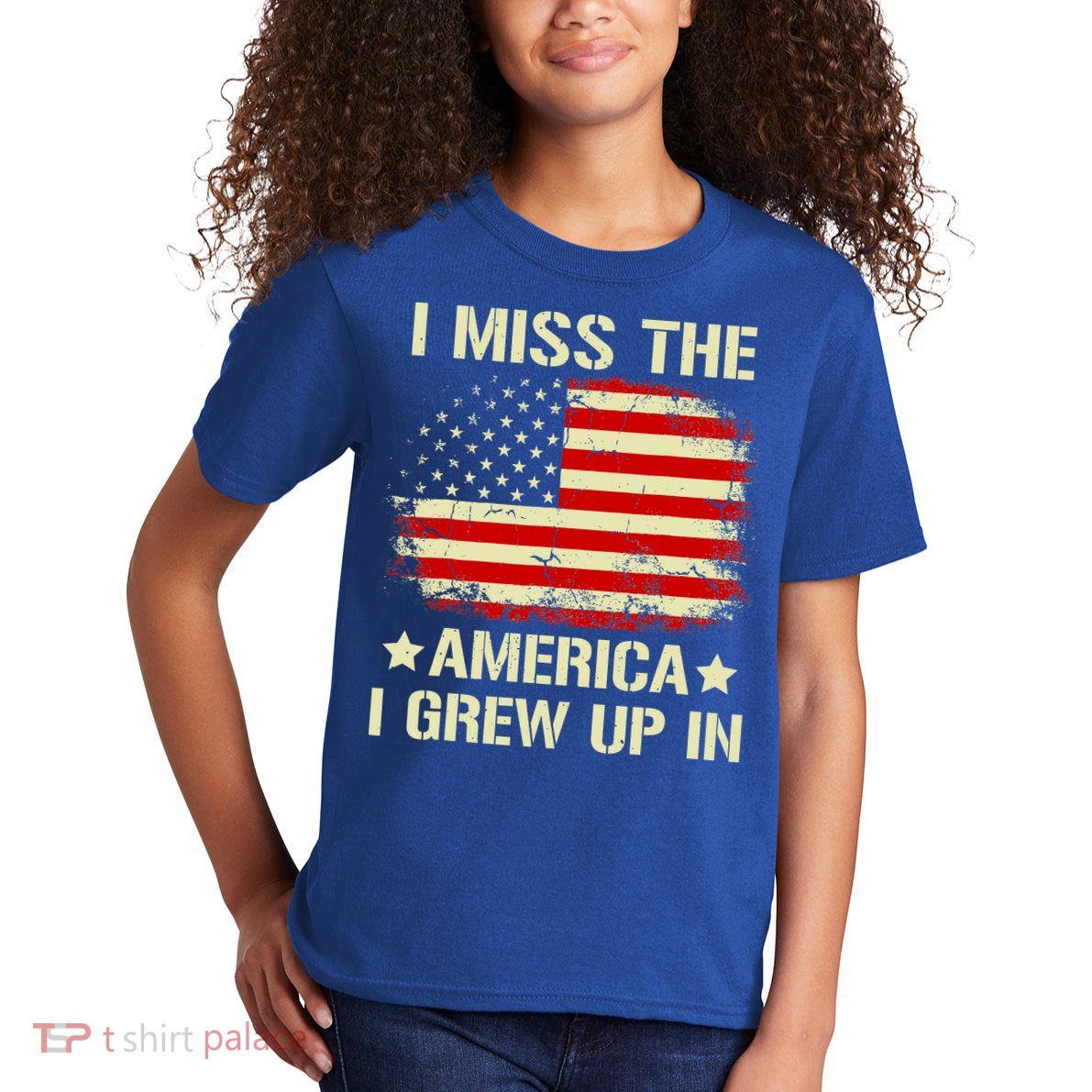 I Miss The America I Grew Up In American Flag Vintage Kids T-Shirt