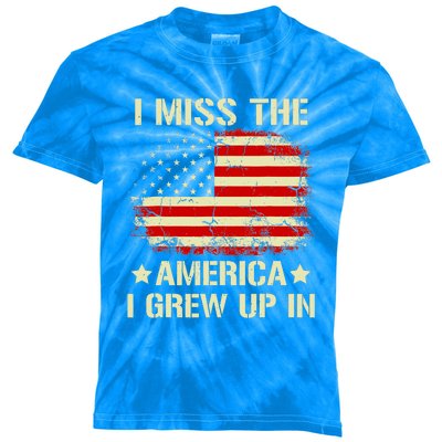 I Miss The America I Grew Up In American Flag Vintage Kids Tie-Dye T-Shirt