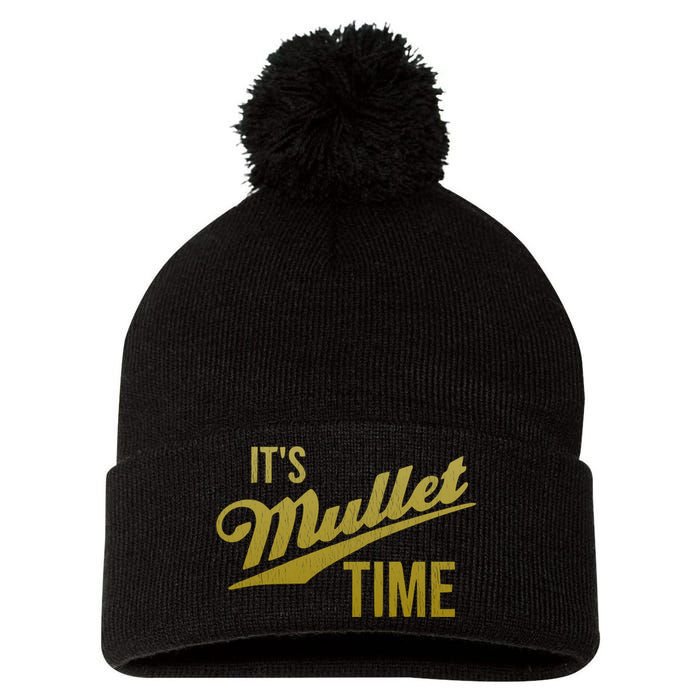 It's Mullet Time, Funny Redneck Mullet Pom Pom 12in Knit Beanie