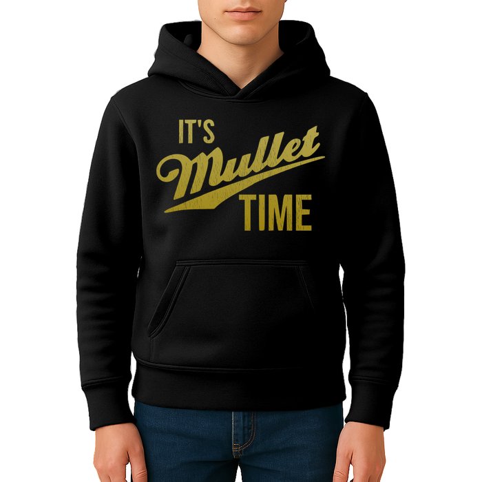 It's Mullet Time, Funny Redneck Mullet Kids Hoodie