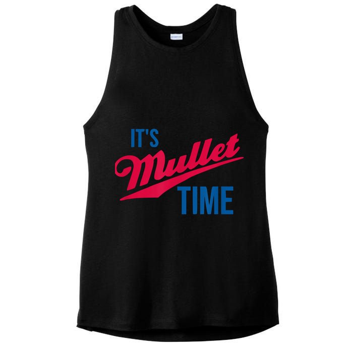 It's Mullet Time, Funny Redneck Mullet Ladies PosiCharge Tri-Blend Wicking Tank