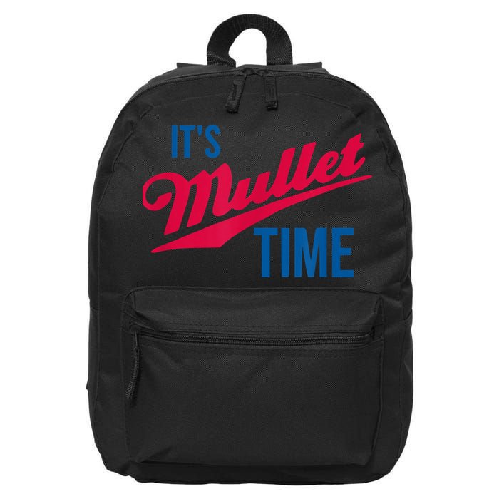 It's Mullet Time, Funny Redneck Mullet 16 in Basic Backpack