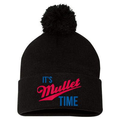 It's Mullet Time, Funny Redneck Mullet Pom Pom 12in Knit Beanie
