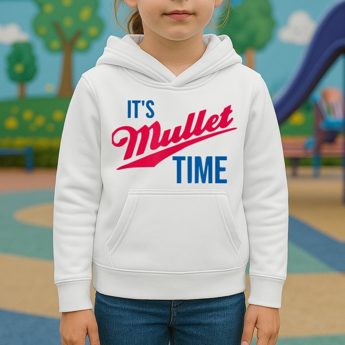 It's Mullet Time, Funny Redneck Mullet Kids Hoodie