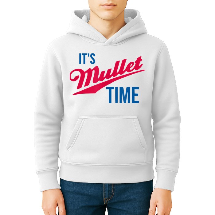 It's Mullet Time, Funny Redneck Mullet Kids Hoodie