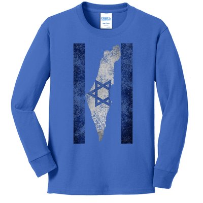 Israel Map Travel Jews Proud Jewish Israeli Flag Kids Long Sleeve Shirt