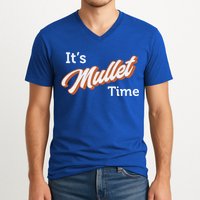 It's Mullet Time, Funny Redneck Mullet V-Neck T-Shirt