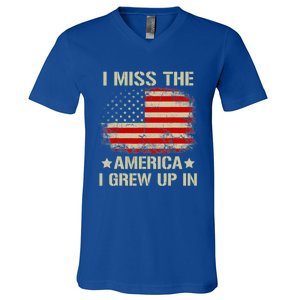 I Miss The America I Grew Up In American Flag Gift V-Neck T-Shirt