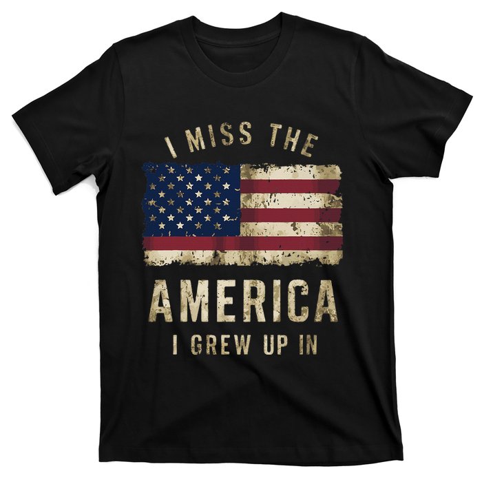 I Miss The America I Grew Up In Vintage American Flag Retro T-Shirt