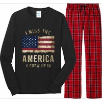 I Miss The America I Grew Up In Vintage American Flag Retro Long Sleeve Pajama Set