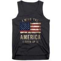 I Miss The America I Grew Up In Vintage American Flag Retro Tank Top