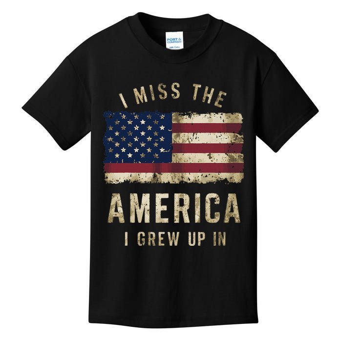 I Miss The America I Grew Up In Vintage American Flag Retro Kids T-Shirt