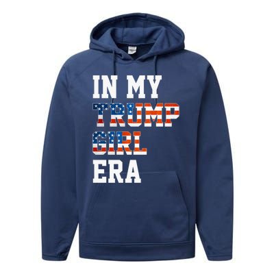 In My Trump Era Usa American Flag Trump 2024 Election Gift Performance Fleece Hoodie