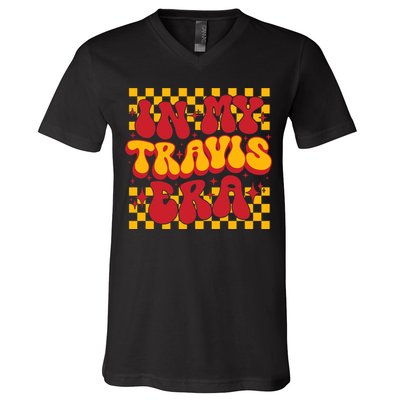 In My Travis Era Retro Groovy V-Neck T-Shirt