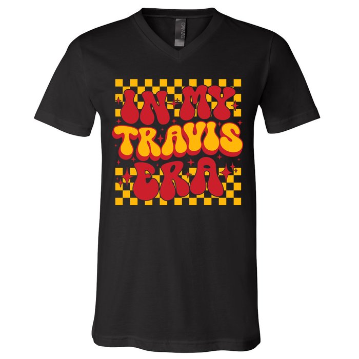 In My Travis Era Retro Groovy V-Neck T-Shirt