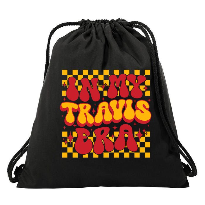In My Travis Era Retro Groovy Drawstring Bag