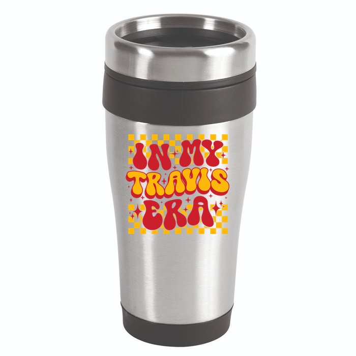 In My Travis Era Retro Groovy 16oz Travel Tumbler