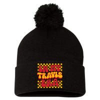 In My Travis Era Retro Groovy Pom Pom 12in Knit Beanie
