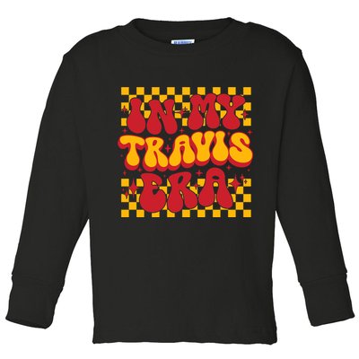 In My Travis Era Retro Groovy Toddler Long Sleeve Shirt
