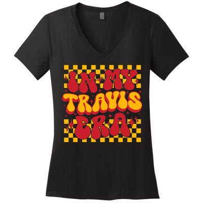 In My Travis Era Retro Groovy Women's V-Neck T-Shirt