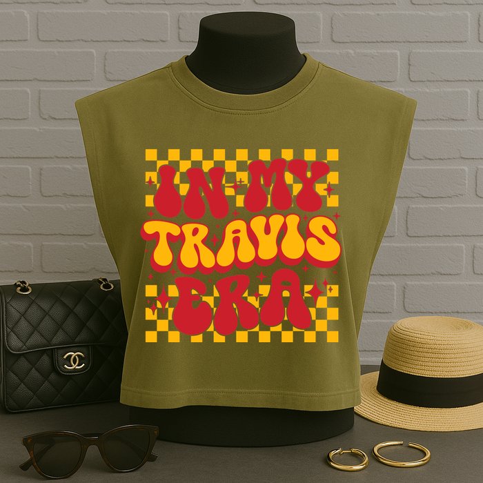 In My Travis Era Retro Groovy Garment-Dyed Women's Muscle Tee