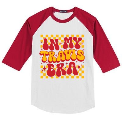 In My Travis Era Retro Groovy Kids Colorblock Raglan Jersey