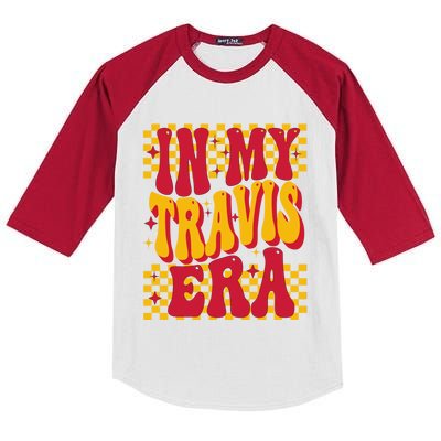 In My Travis Era Retro Groovy Kids Colorblock Raglan Jersey