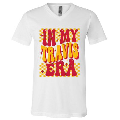 In My Travis Era Retro Groovy V-Neck T-Shirt