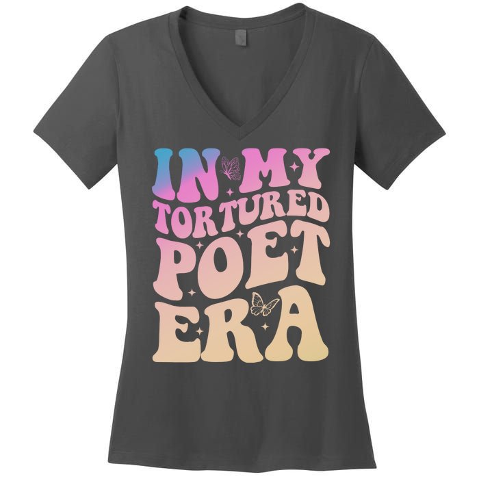 In My Tortured Poet Era Groovy Women's V-Neck T-Shirt