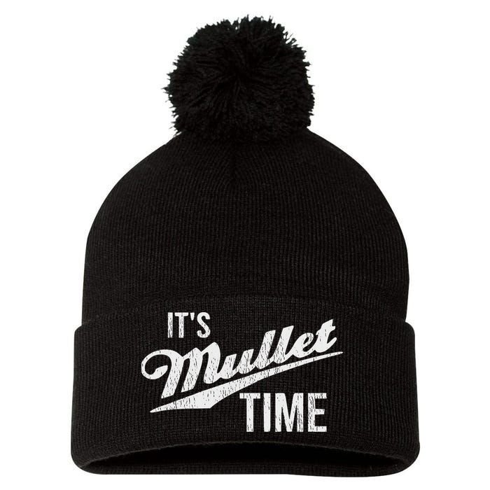 It's Mullet Time, Funny Redneck Mullet Pom Pom 12in Knit Beanie