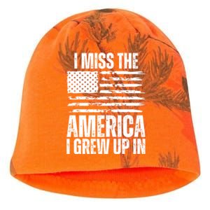 I Miss The America I Grew Up In Distressed American Flag Gift Kati - Camo Knit Beanie