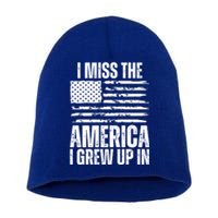 I Miss The America I Grew Up In Distressed American Flag Gift Short Acrylic Beanie