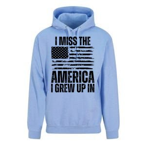 I Miss The America I Grew Up In Distressed American Flag Gift Unisex Surf Hoodie