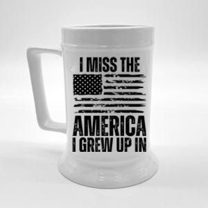 I Miss The America I Grew Up In Distressed American Flag Gift Beer Stein