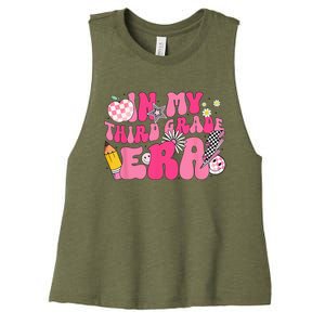 In My Third Grade Era Back To School 3rd Grade Retro Groovy Women's Racerback Cropped Tank