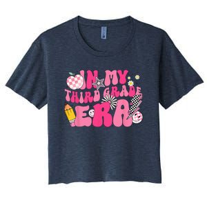 In My Third Grade Era Back To School 3rd Grade Retro Groovy Women's Crop Top Tee