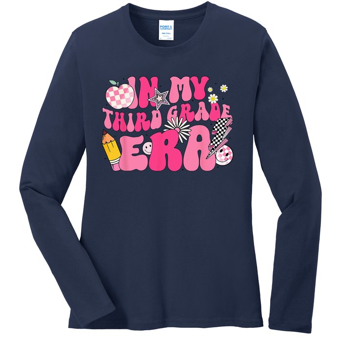 In My Third Grade Era Back To School 3rd Grade Retro Groovy Ladies Long Sleeve Shirt