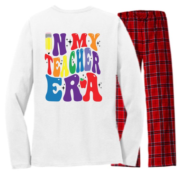 In My Teacher Era Favorite Teacher Gift Teacher’S Day Gift Custom School Teac Women's Long Sleeve Flannel Pajama Set 